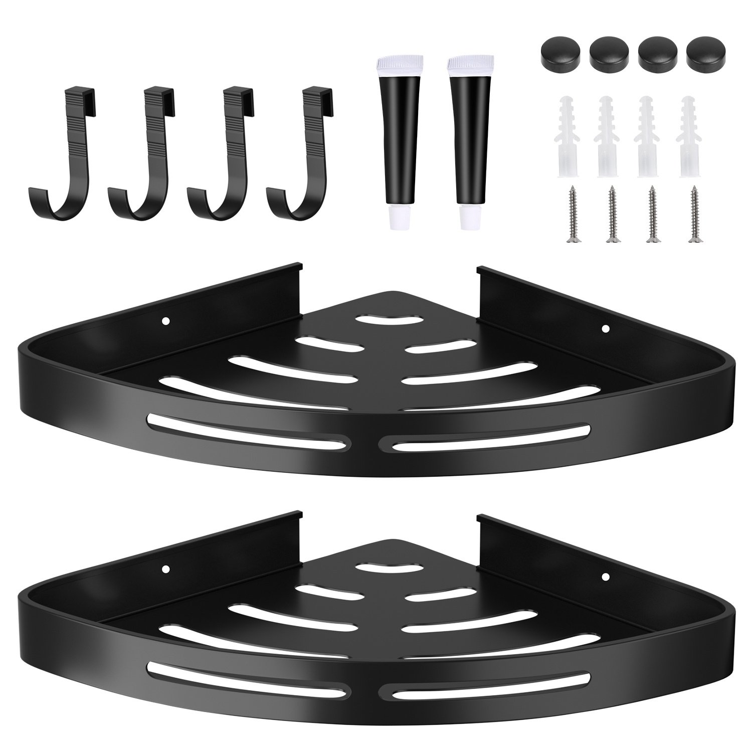 2Pcs Corner Shower Caddy Shelf Adhesive Bathroom Wall Mounted Storage Racks Aluminum Organizers For Bathroom Toilet Kitchen Dorm - Image 7