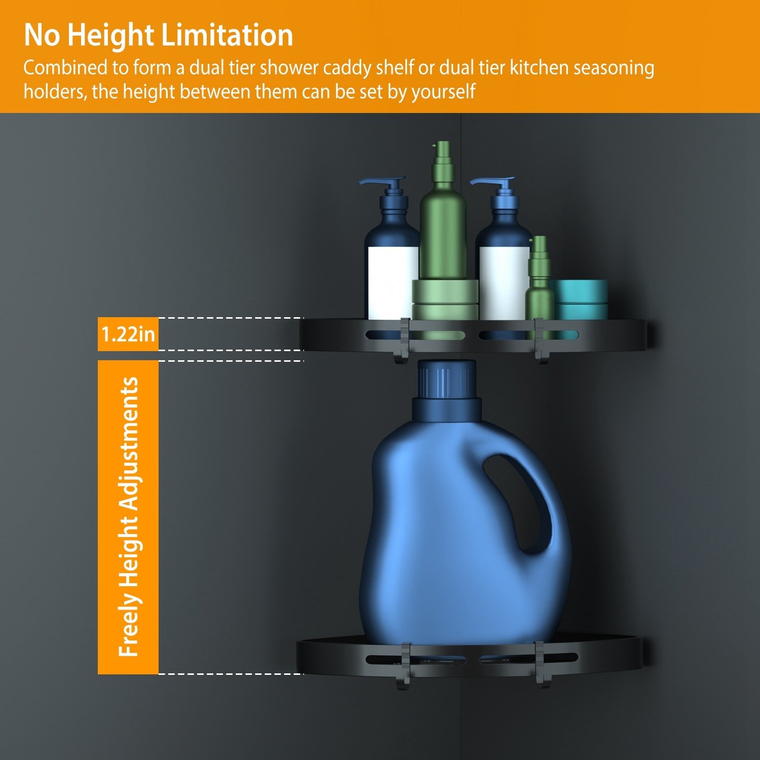 2Pcs Corner Shower Caddy Shelf Adhesive Bathroom Wall Mounted Storage Racks Aluminum Organizers For Bathroom Toilet Kitchen Dorm - Image 6