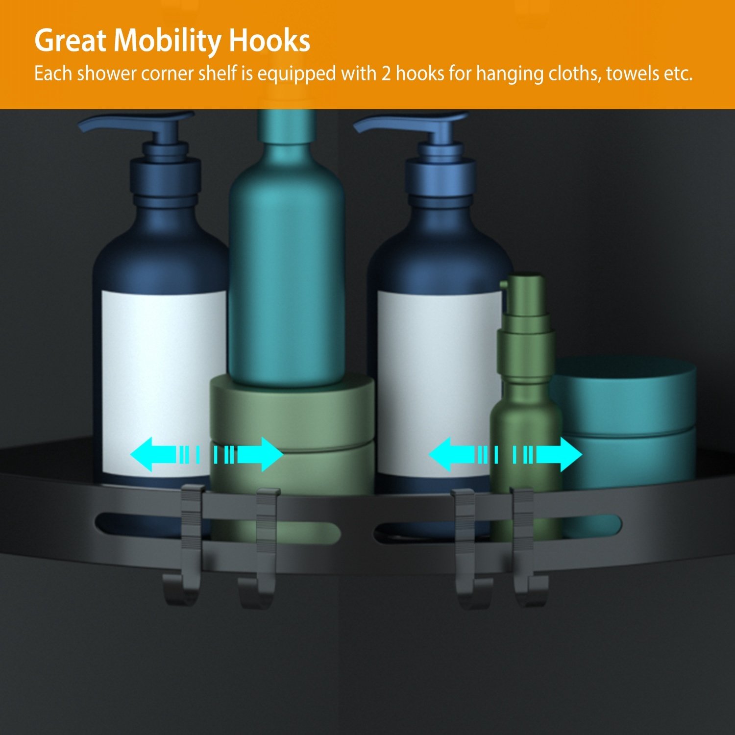 2Pcs Corner Shower Caddy Shelf Adhesive Bathroom Wall Mounted Storage Racks Aluminum Organizers For Bathroom Toilet Kitchen Dorm - Image 8